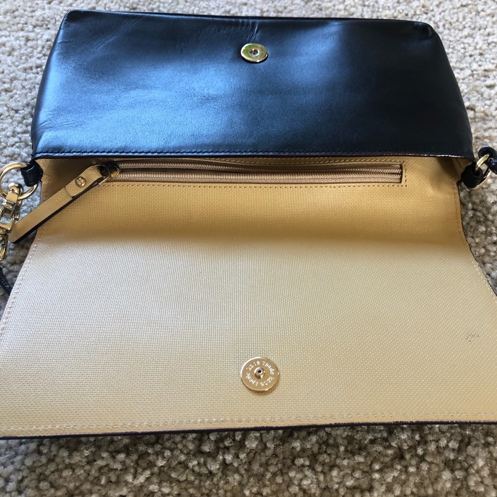 Vintage Kate Spade Black Leather Minimalist Shoulder Bag Clutch - Picture 5 of 6